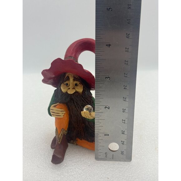 Vintage Steve Tunturi Whittlers Workshop Gnome Holding Crystal Ball Hand Carved - Picture 10 of 10